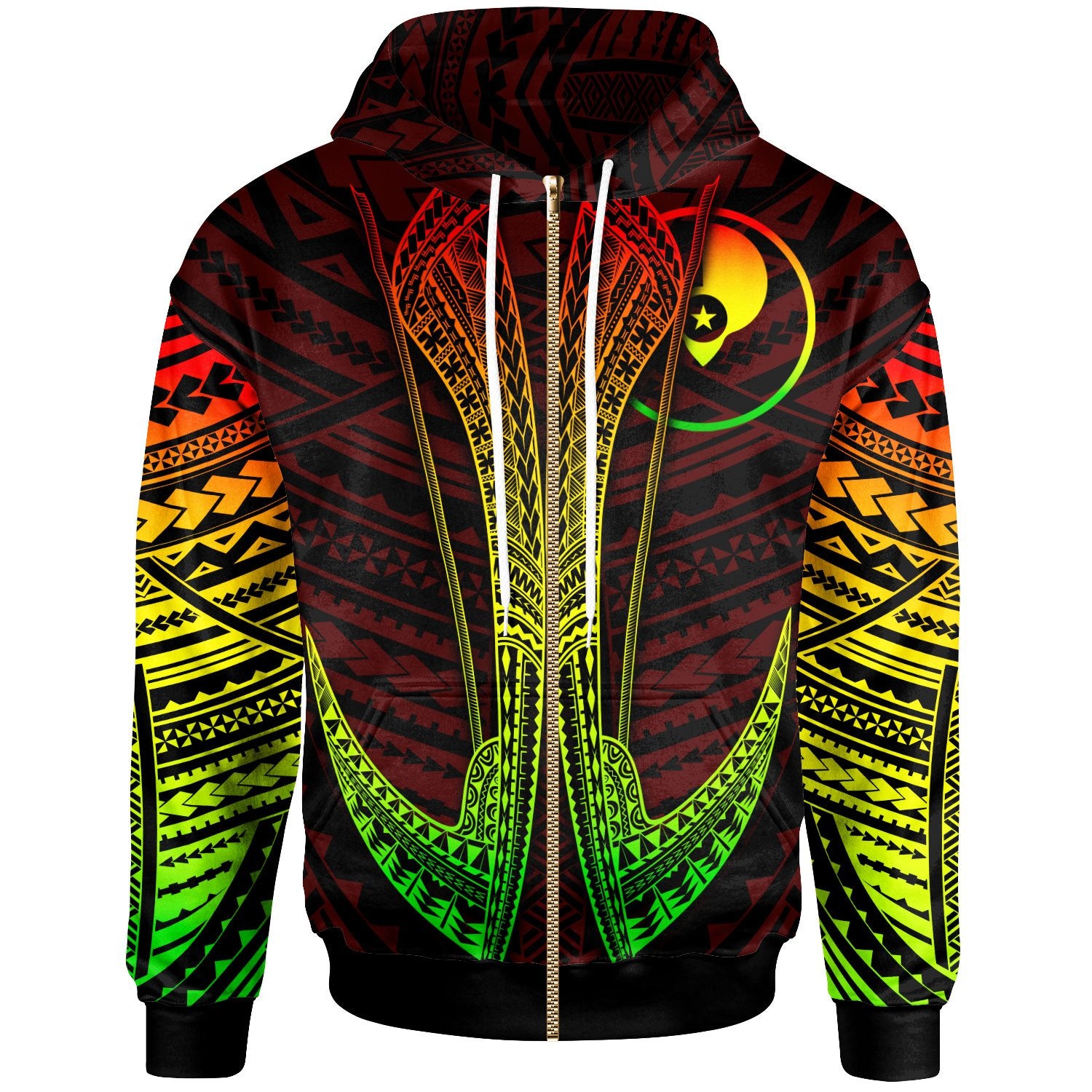 Yap Custom Zip Hoodie Fish Hook Unisex Red - Polynesian Pride