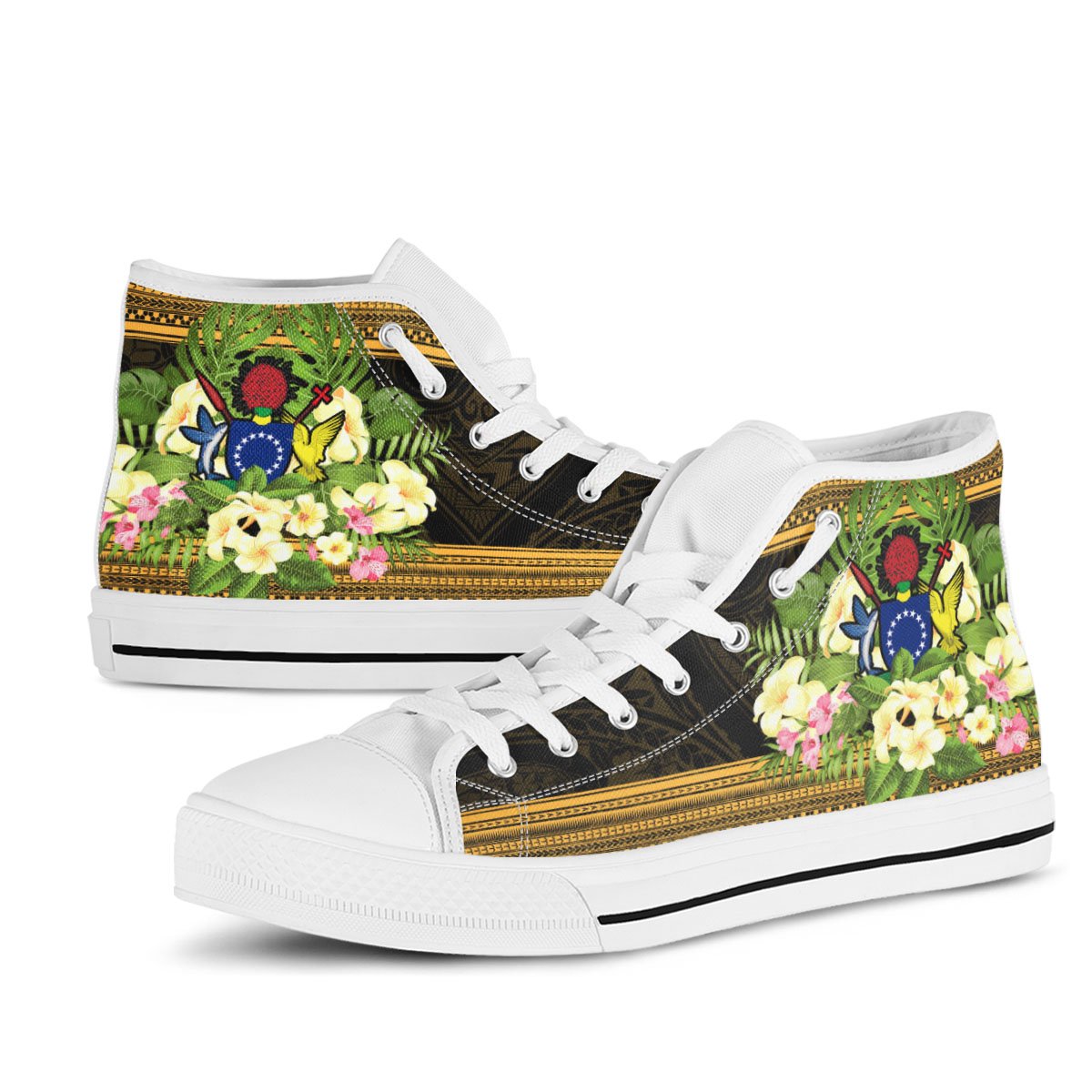 Cook Islands High Top Shoes - Polynesian Gold Patterns Collection - Polynesian Pride