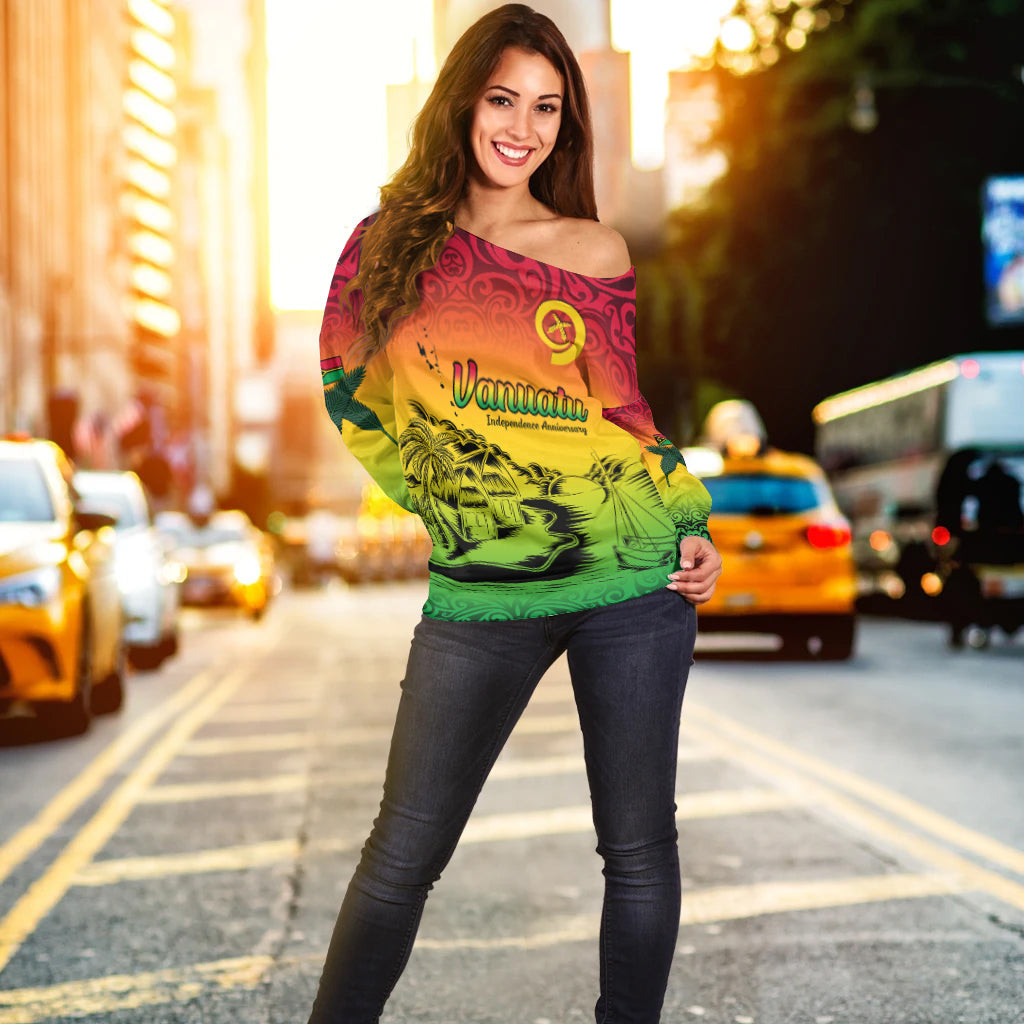 Vanuatu Peaceful Off Shoulder Sweater - Independence Anniversary LT13 - Polynesian Pride
