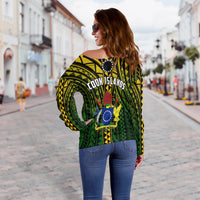 Cook Islands Off Shoulder Sweater Polynesian Pattern Stars LT13 - Polynesian Pride