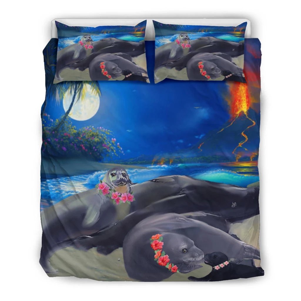 Hawaiian Water Seal Sleep In Polynesian Bedding Set Black - Polynesian Pride