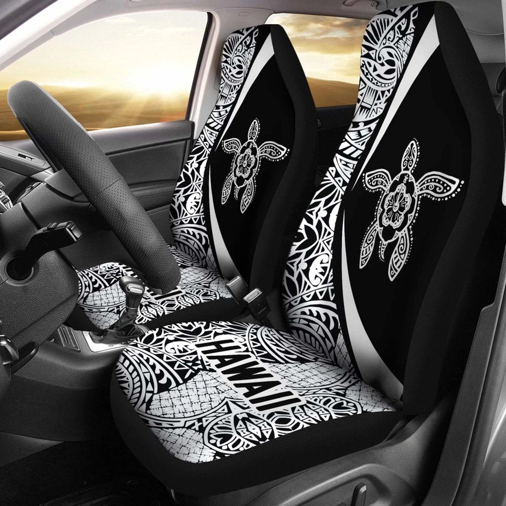 Hawaii Turtle Polynesian Car Seat Cover - Circle Style - AH - White - Polynesian Pride