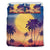 Hawaiian Palm Tree On The Beach Moon Night Polynesian Bedding Set Black - Polynesian Pride