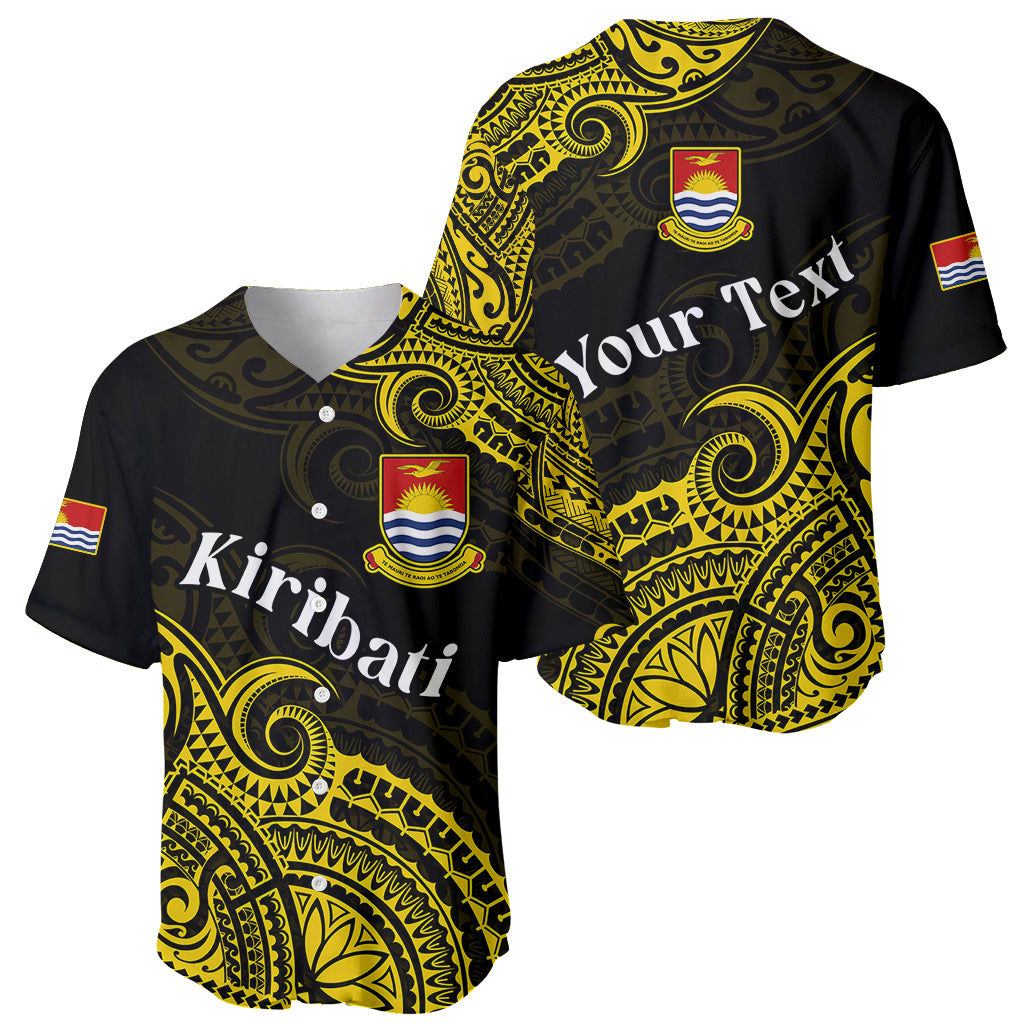 (Custom Personalised) Ribaberiki Kiribati Coat Of Arms Mix Yellow Polynesian Baseball Jersey LT14 Yellow - Polynesian Pride