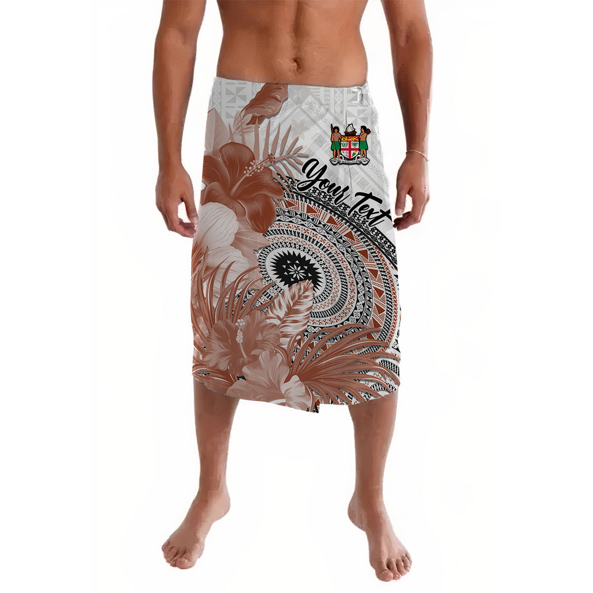 Custom Fiji Tapa Lavalava White Fijian Masi Be Loved Hibiscus LT13 White - Polynesian Pride