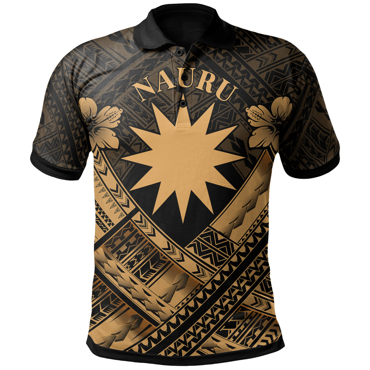 Nauru Polynesian Polo Shirt Nauru Gold Seal Camisole Hibiscus Style Unisex Gold - Polynesian Pride
