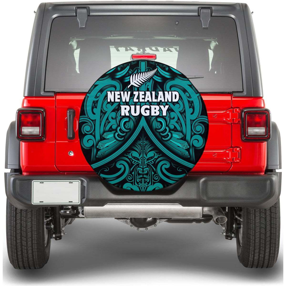 New Zealand Silver Fern Rugby Spare Tire Cover All Black Turquoise NZ Maori Pattern LT13 - Polynesian Pride