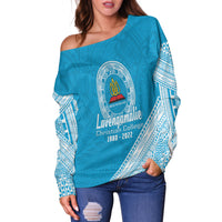 (Custom Personalised) Lavengamalie College Tonga Off Shoulder Sweater Happy 42nd Anniversary LT13 - Polynesian Pride