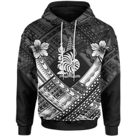 New Caledonia Polynesian Hoodie New Caledonia White Seal Camisole Hibiscus Style Unisex White - Polynesian Pride