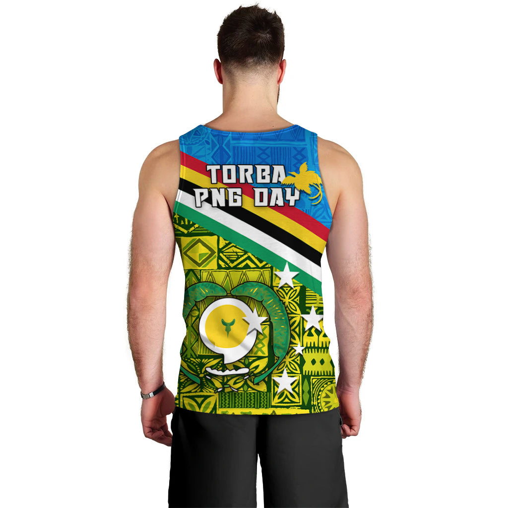 Torba PNG Day Men Tank Top Vanuatu and Papua New Guinea - Combine Flag Design LT4 - Polynesian Pride