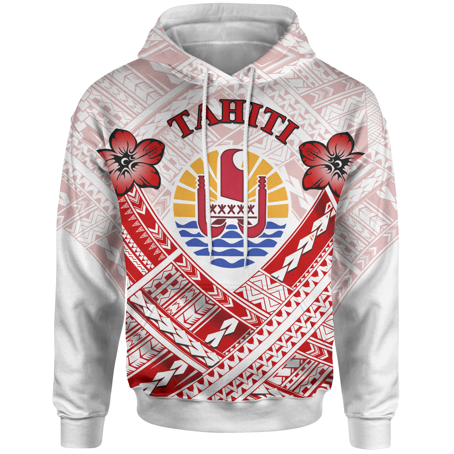 Tahiti Polynesian Hoodie Tahiti Flag Camisole Hibiscus Style Unisex Reggae - Polynesian Pride