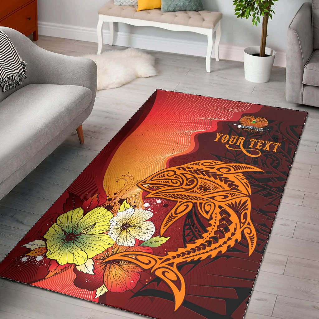 Papua New Guinea Custom Personalised Area Rugs - Tribal Tuna Fish Orange - Polynesian Pride