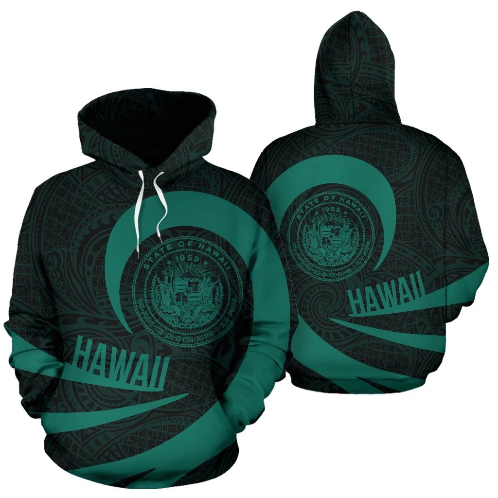 Hawaii Coat of Arms Roll In My Heart Hoodie Celadon Unisex White - Polynesian Pride