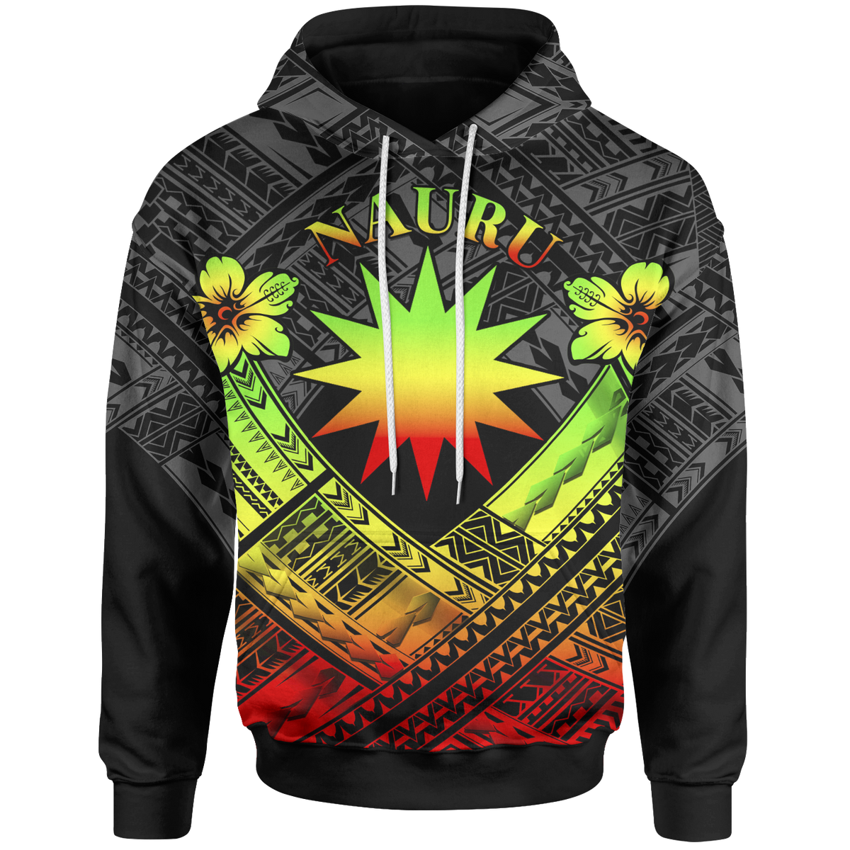 Nauru Polynesian Hoodie Nauru Reggae Seal Camisole Hibiscus Style Unisex Reggae - Polynesian Pride
