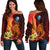 Yap Custom Personalised Women's Off Shoulder Sweater - Tribal Tuna Fish Orange - Polynesian Pride