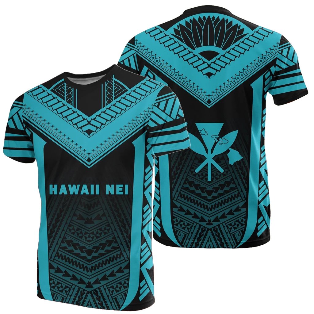 Hawaii Kanaka Polynesian T Shirt Active Blue Unisex Black - Polynesian Pride