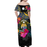Nauru Off Shoulder Long Dress Alluring Polynesia and Tropical Flowers LT13 - Polynesian Pride