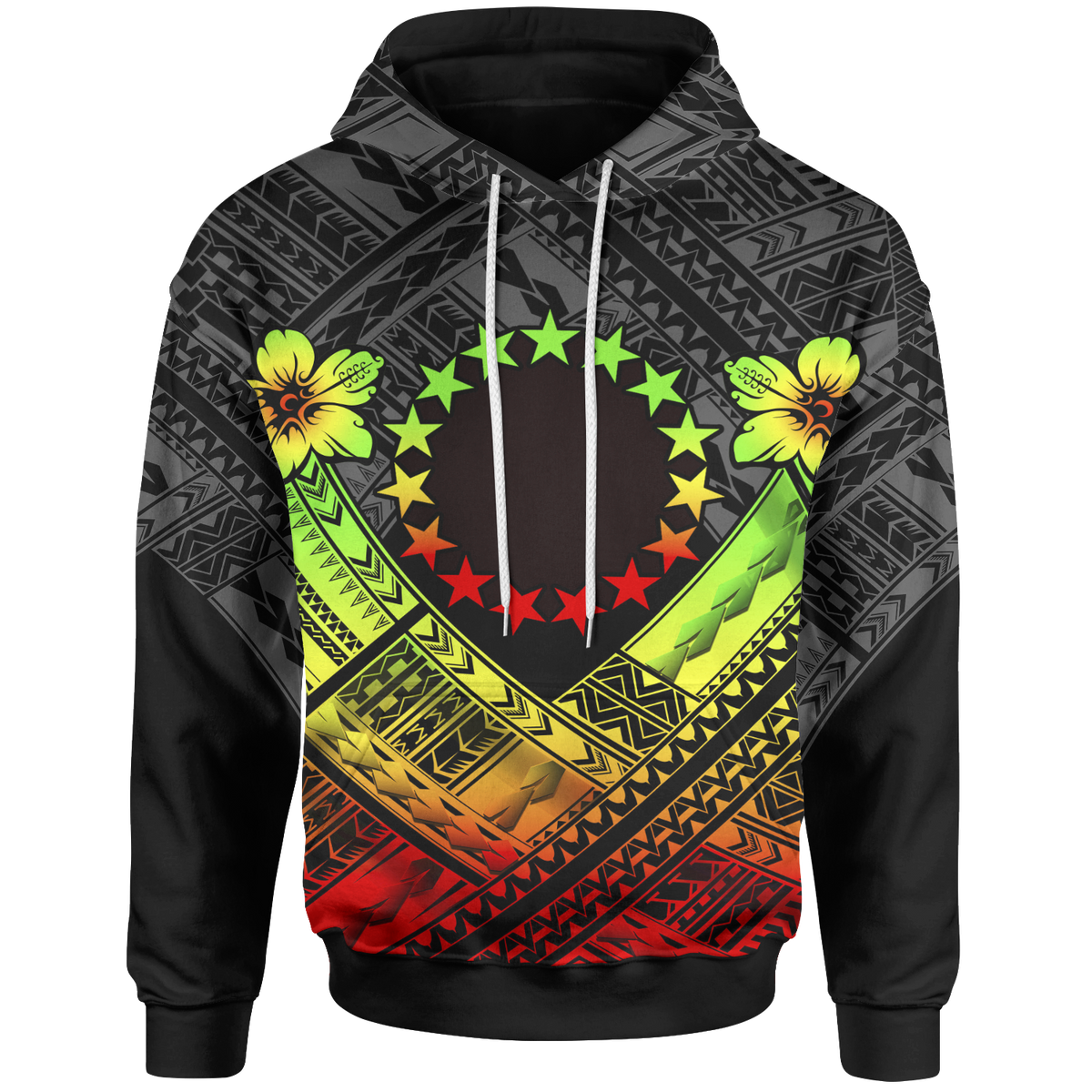 Cook Islands Polynesian Hoodie Reggae Seal Camisole Hibiscus Style Unisex Reggae - Polynesian Pride