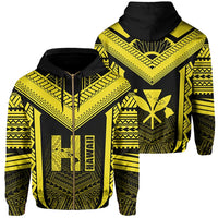 Hawaiian Kanaka Polynesian Zip up Hoodie Active Yellow Unisex Yellow - Polynesian Pride