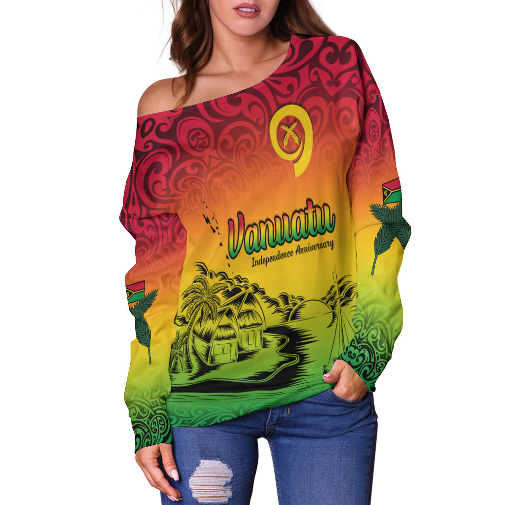 Vanuatu Peaceful Off Shoulder Sweater - Independence Anniversary LT13 - Polynesian Pride