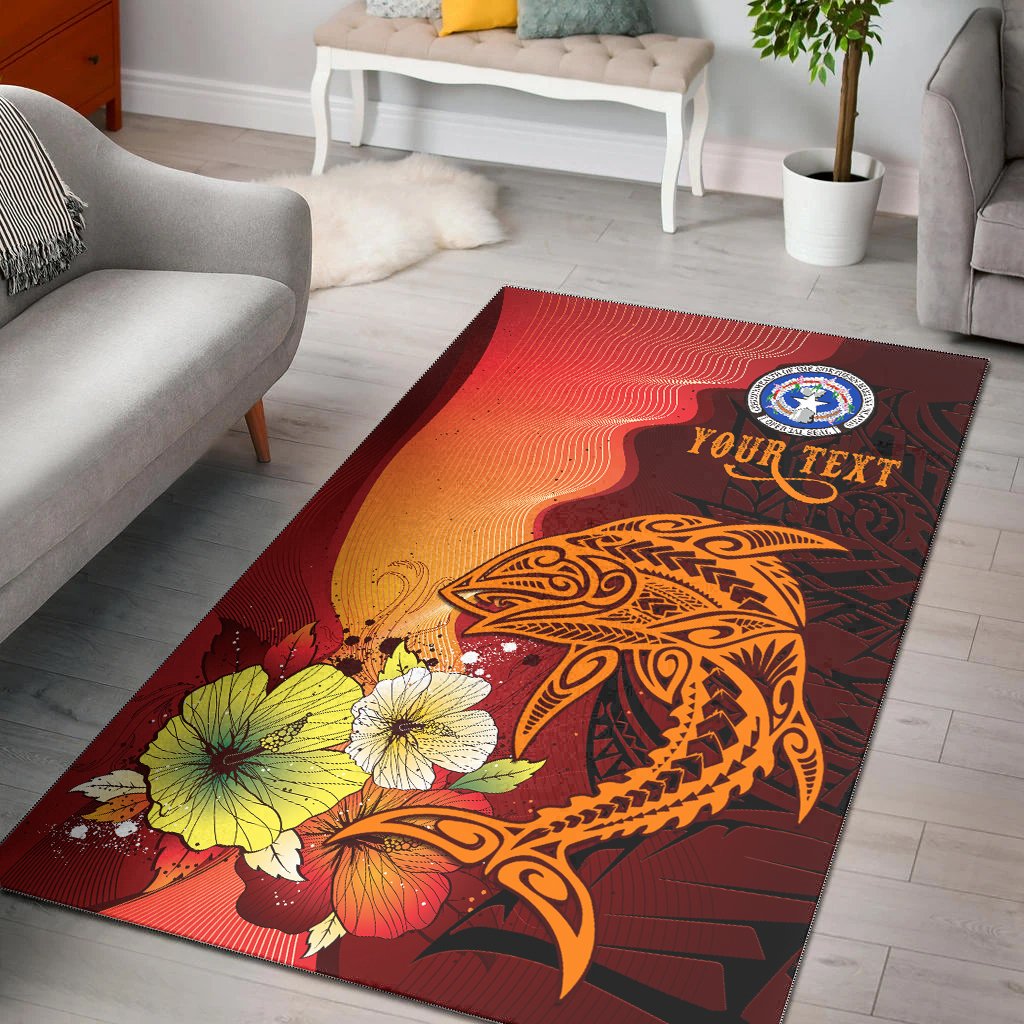 Northern Mariana Islands Custom Personalised Area Rugs - Tribal Tuna Fish Orange - Polynesian Pride