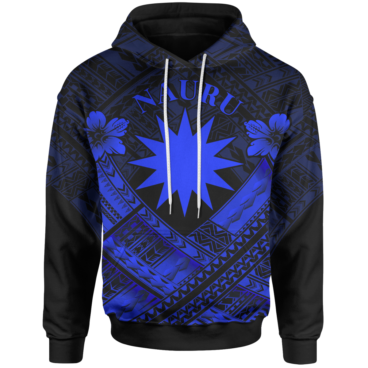 Nauru Polynesian Hoodie Nauru Blue Seal Camisole Hibiscus Style Unisex Blue - Polynesian Pride