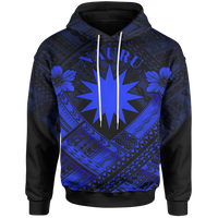 Nauru Polynesian Hoodie Nauru Blue Seal Camisole Hibiscus Style Unisex Blue - Polynesian Pride