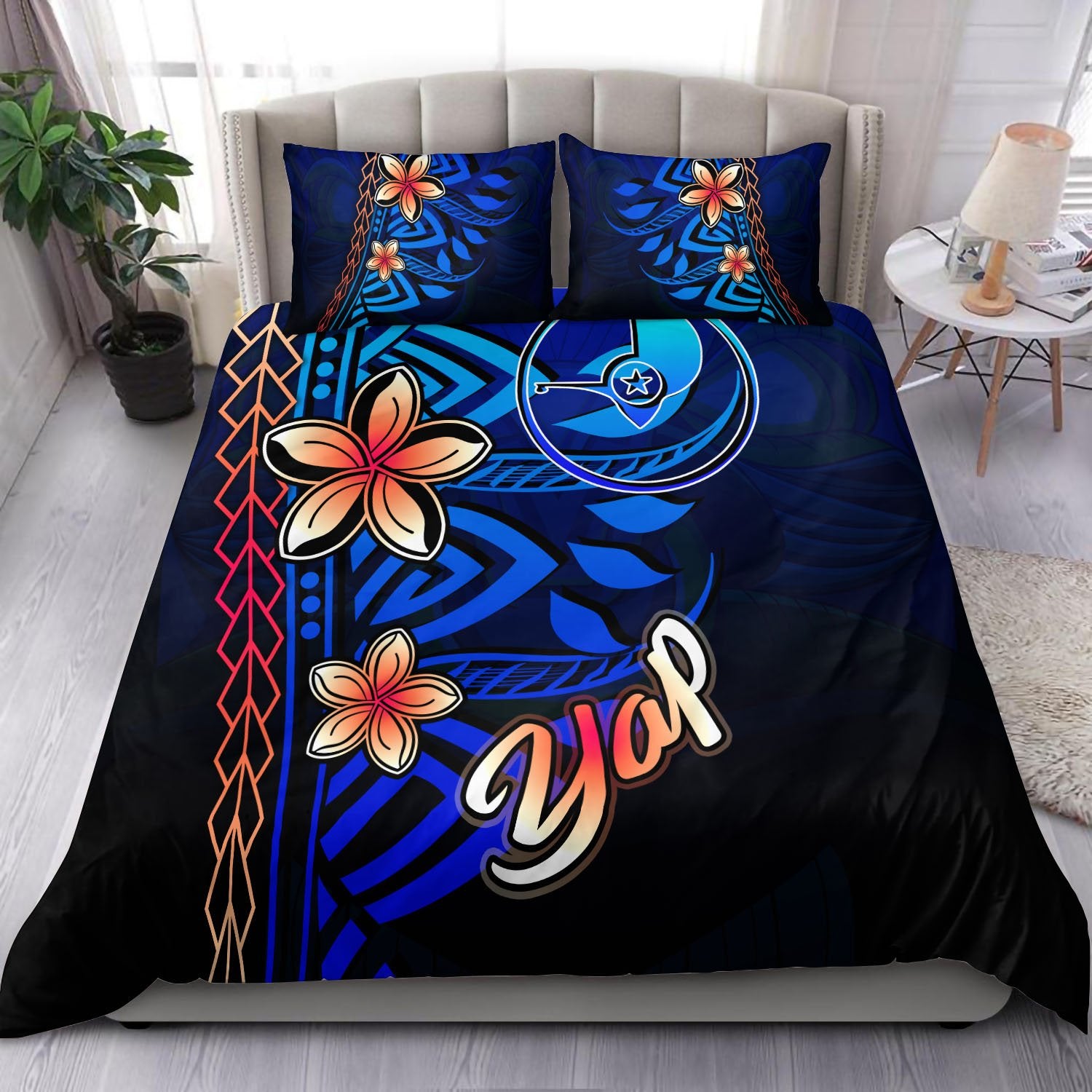 Yap Bedding Set - Vintage Tribal Mountain Blue - Polynesian Pride