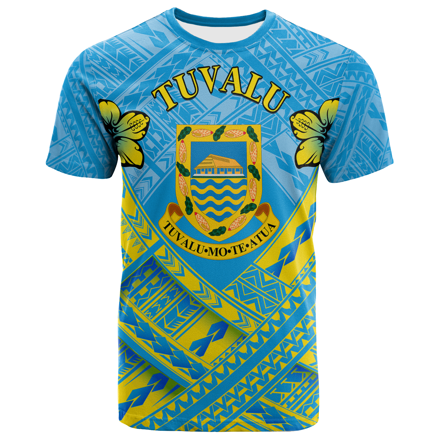 Tuvalu Polynesian T Shirt Tuvaluan Flag Camisole Hibiscus Style Unisex Blue - Polynesian Pride