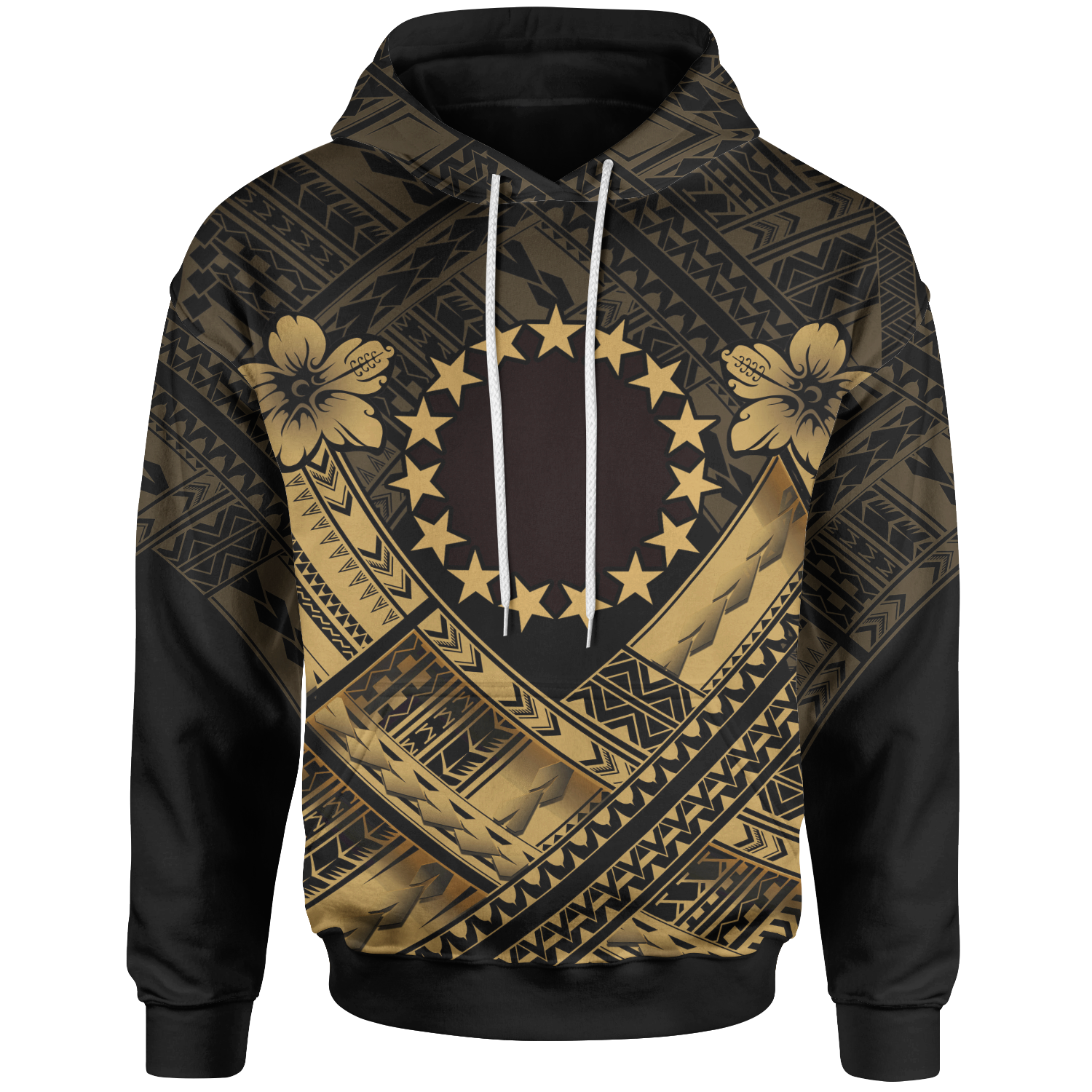 Cook Islands Polynesian Hoodie Gold Seal Camisole Hibiscus Style Unisex Gold - Polynesian Pride