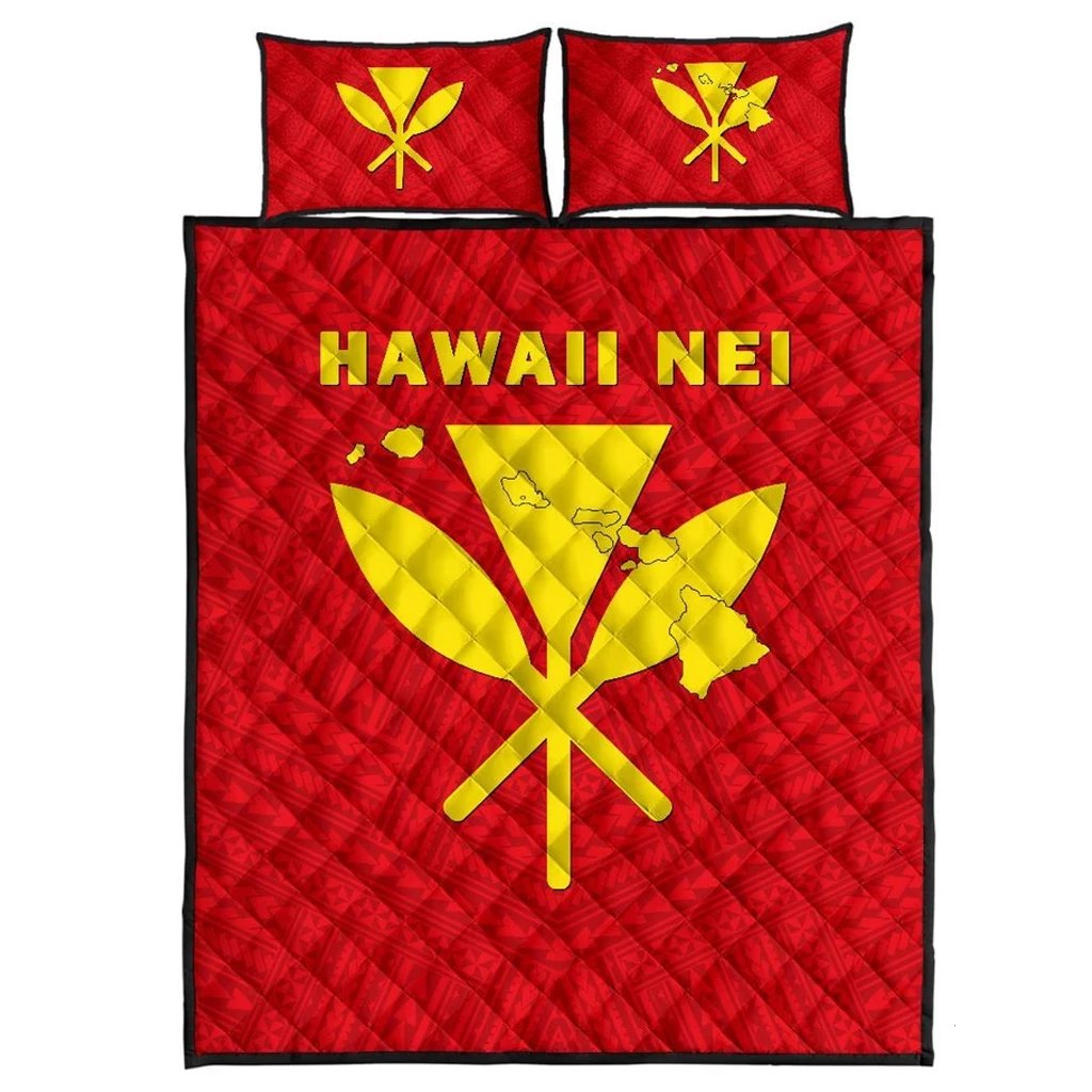 Hawaii Kanaka Polynesian Quilt Bed Set Red - Polynesian Pride