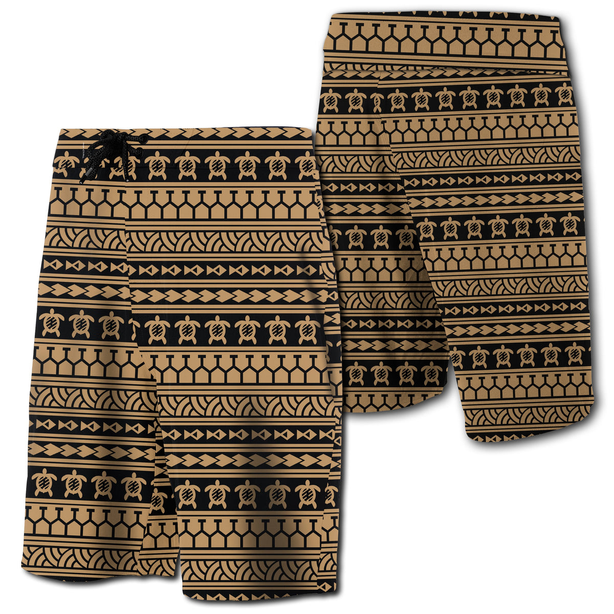 Hawaii Polynesian Tattoo Tribal Board Shorts Gold Men Gold - Polynesian Pride