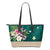 Hawaii Flower Green Small Leather Tote Green - Polynesian Pride