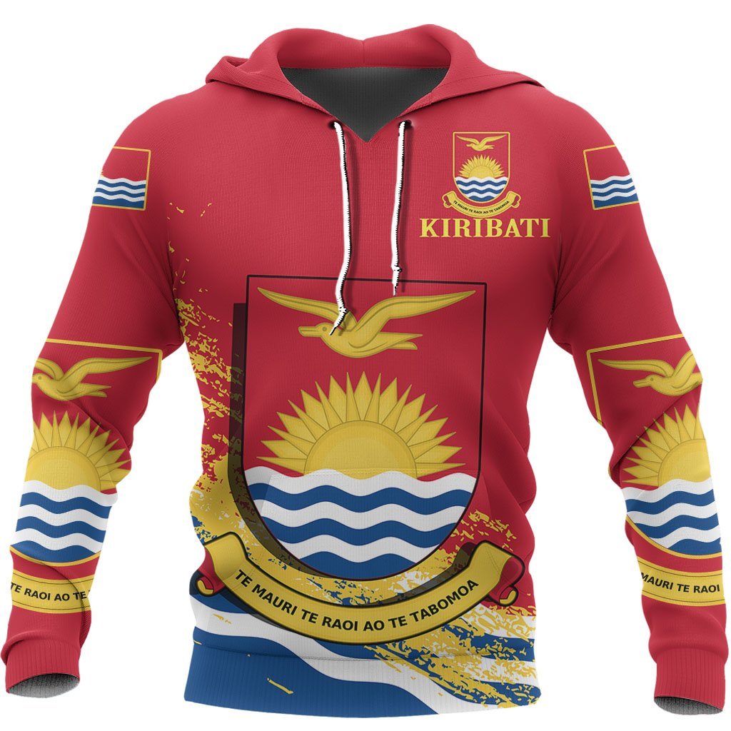 Ribaberiki Kiribati Hoodie Ribaberiki Kiribati Flag Coat of Arms Special Unisex Red - Polynesian Pride