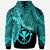 Polynesian Hawaii Zip up Hoodie Tribal Wave Tattoo Neon Blue - Polynesian Pride