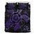 Hawaiian Hibiscus Turtle Wave Polynesian Bedding Set Purple Black - Polynesian Pride