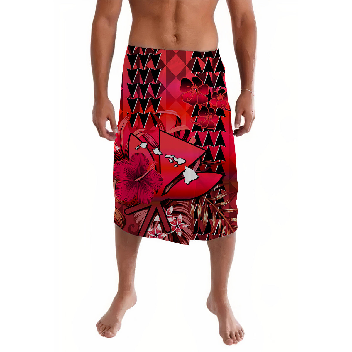 Hawaii Flowers Lavalava Red Tribal Pattern Hawaiian LT13 Red - Polynesian Pride