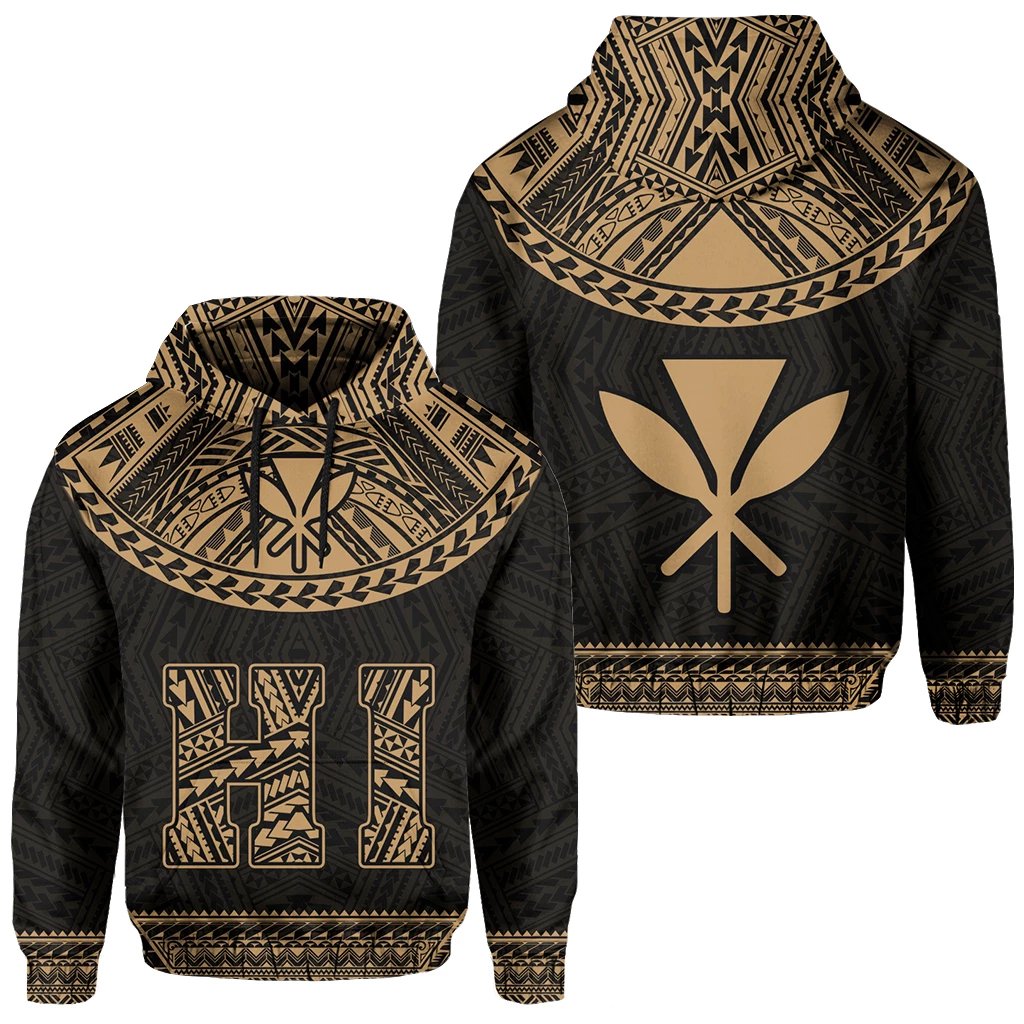 Hawaii Kanaka Polynesian Hoodie Divinity Gold Unisex Gold - Polynesian Pride