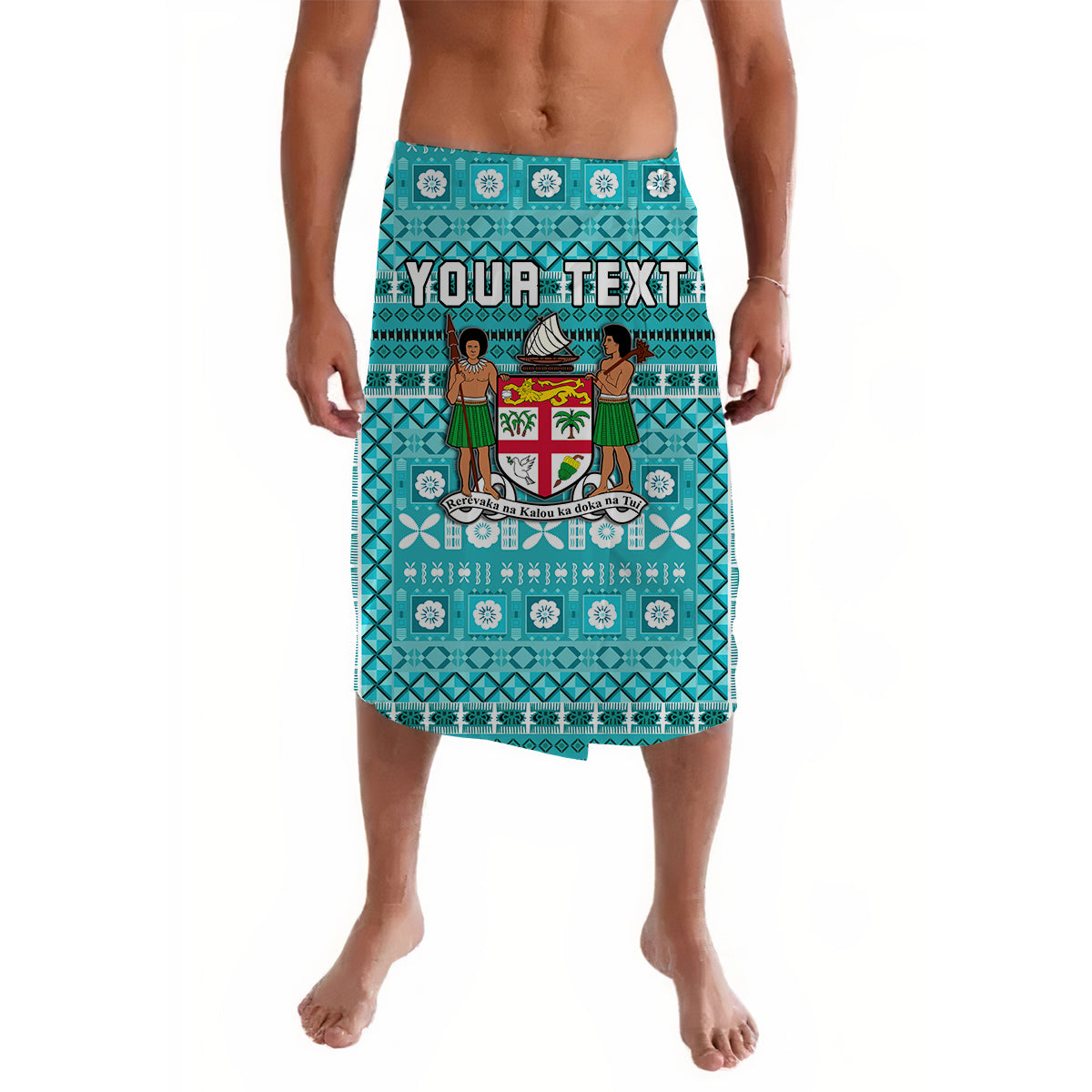 Custom Fiji Lavalava Turquoise Tapa Pattern LT13 Turquoise - Polynesian Pride