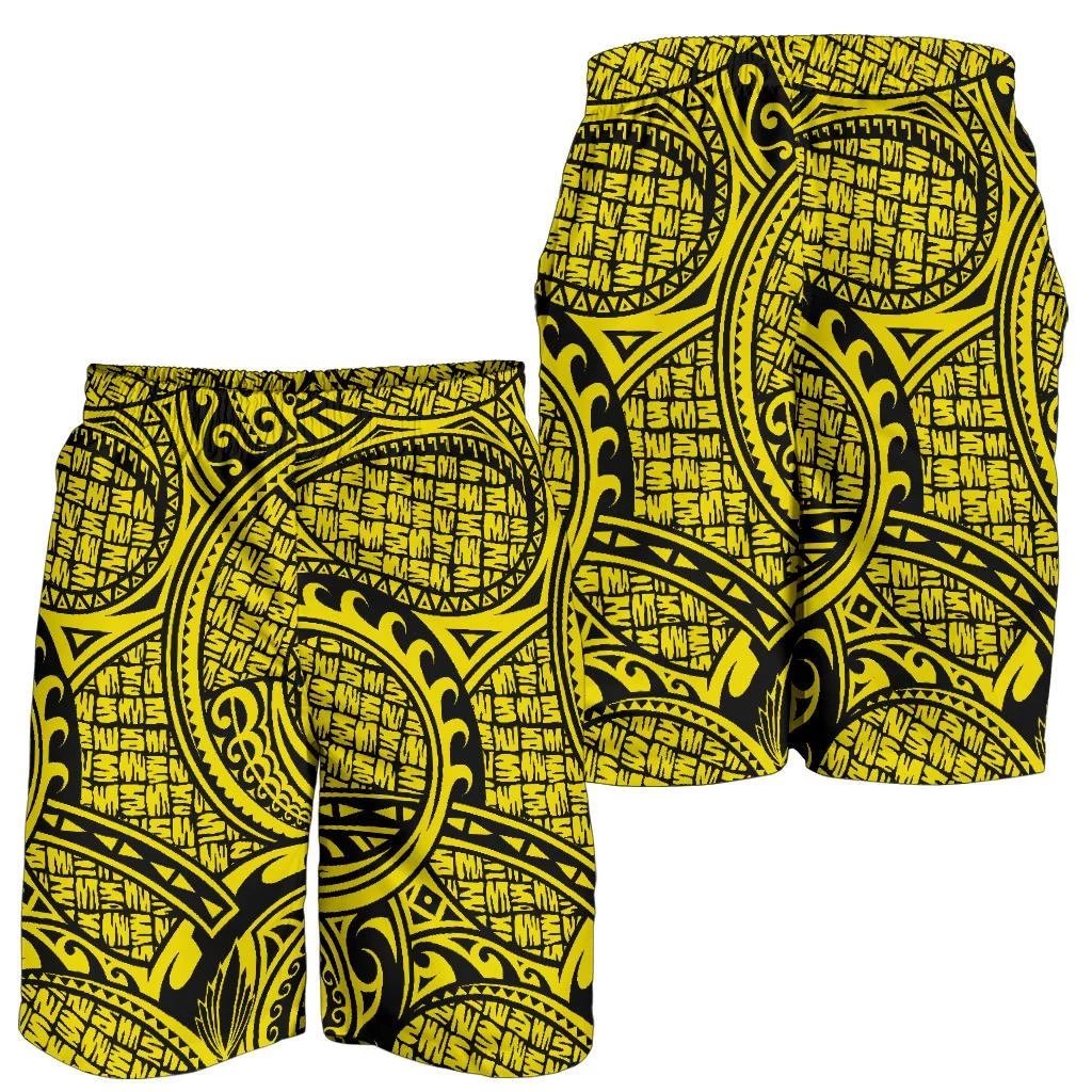 Polynesian Maori Lauhala Yellow Men's Short Yellow - Polynesian Pride