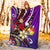 Tonga Premium Blanket - Tribal Flower With Special Turtles Purple Color - Polynesian Pride