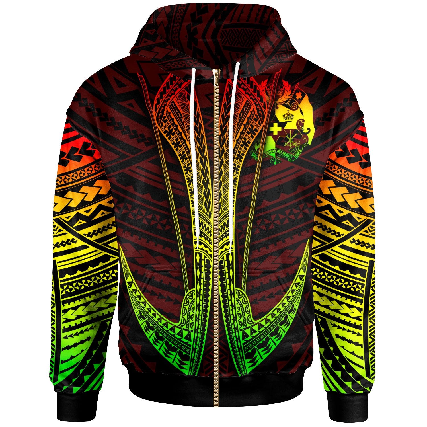 Tonga Custom Zip Hoodie Fish Hook Unisex Red - Polynesian Pride