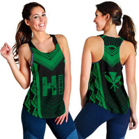 Hawaiian Kanaka Polynesian Women's Racerback Tank Active Green Green - Polynesian Pride