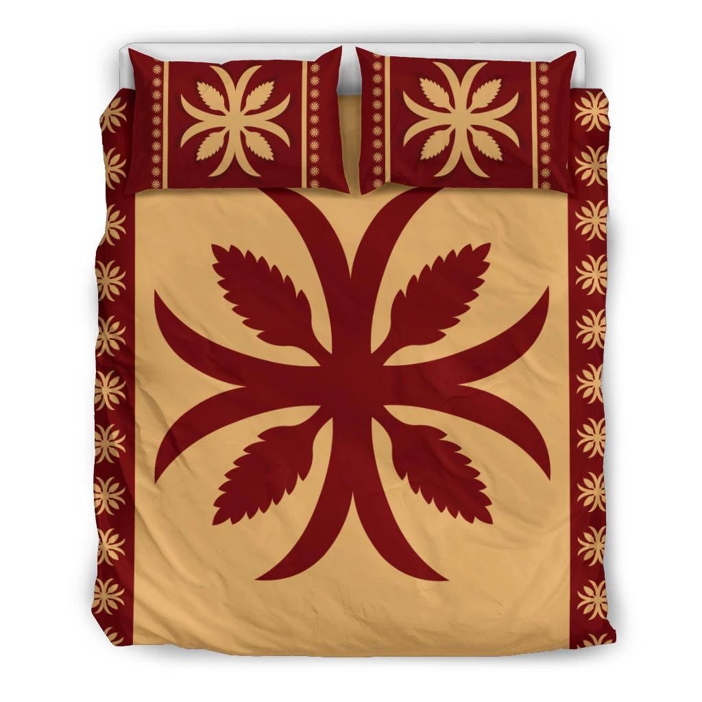 Hawaiian Pattern Flower Lovely Polynesian Quilt Bedding Set Black - Polynesian Pride