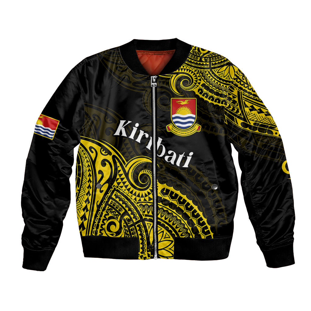 (Custom Personalised) Ribaberiki Kiribati Coat Of Arms Mix Yellow Polynesian Bomber Jacket LT14 Unisex Yellow - Polynesian Pride