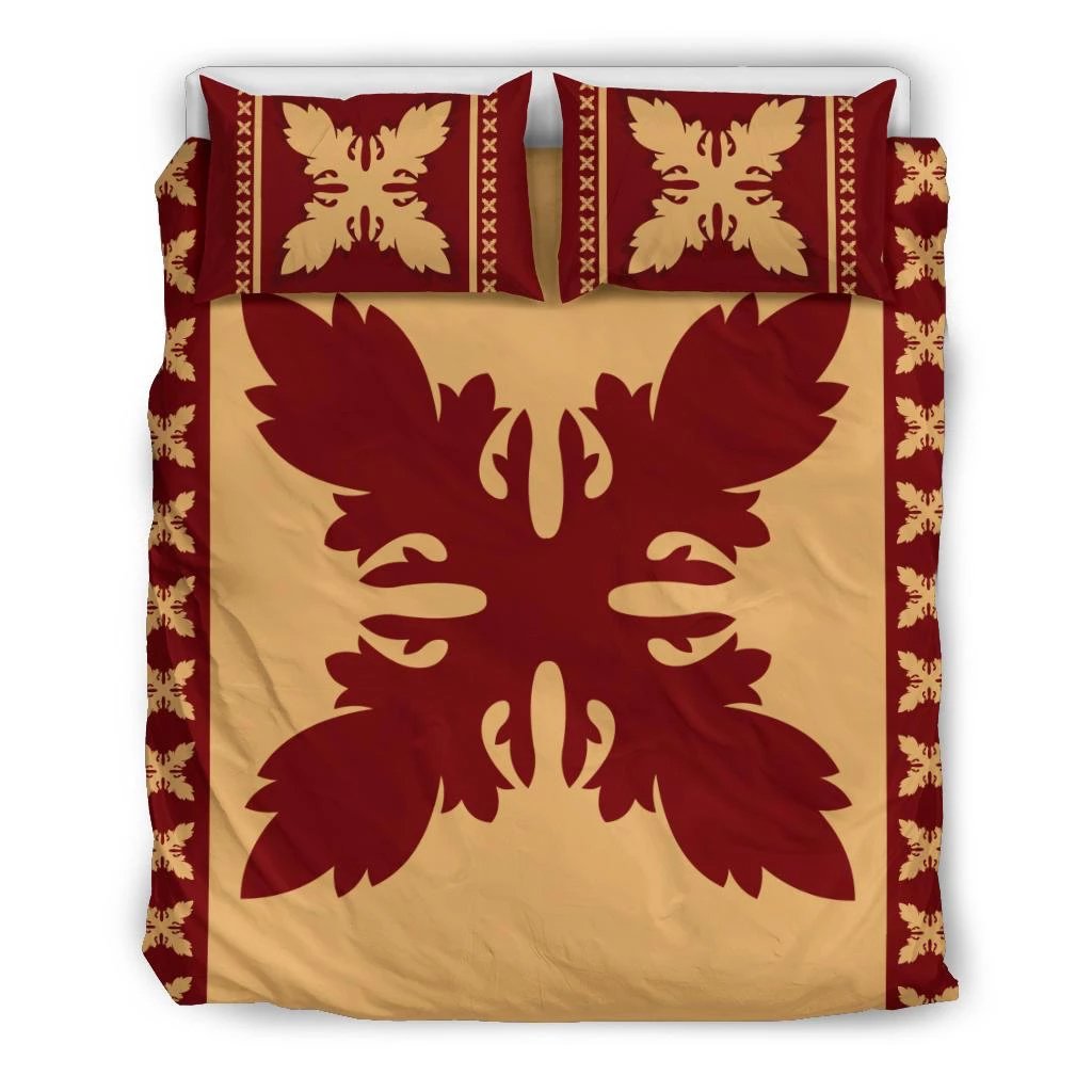 Hawaiian Pattern Flower Beauty Polynesian Quilt Bedding Set Black - Polynesian Pride