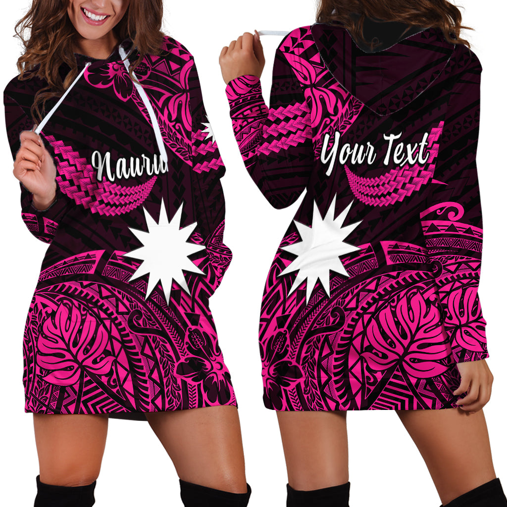 (Custom Personalised) Nauru Polynesian Hibiscus Naoero Pink Hoodie Dress LT14 Pink - Polynesian Pride