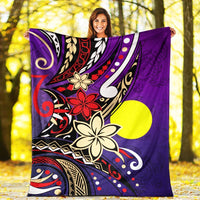 Palau Premium Blanket - Tribal Flower With Special Turtles Purple Color - Polynesian Pride
