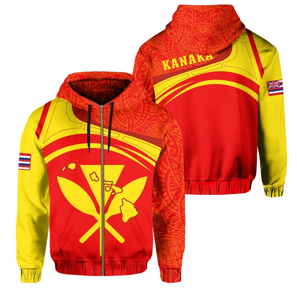 Kanaka Polynesian Mauna Kea Zipper Hoodie Eudora Style Unisex Red - Polynesian Pride