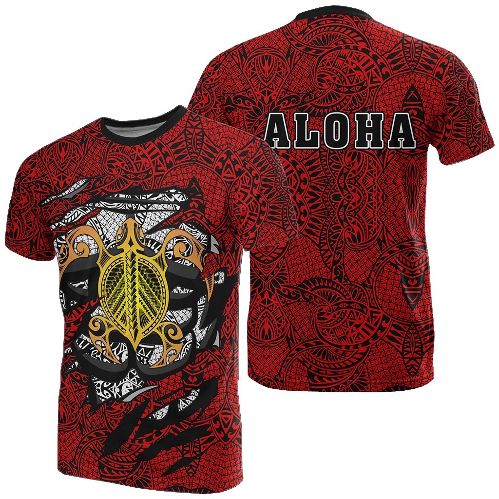 Honu Polynesian Red Hawaii Turtle T Shirt Unisex Red - Polynesian Pride